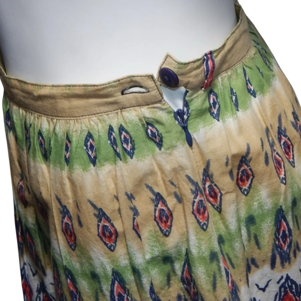 Anna Sui Full A-Line Skirt Women’s Size Medium Pleated Bohemian 100% Cotton